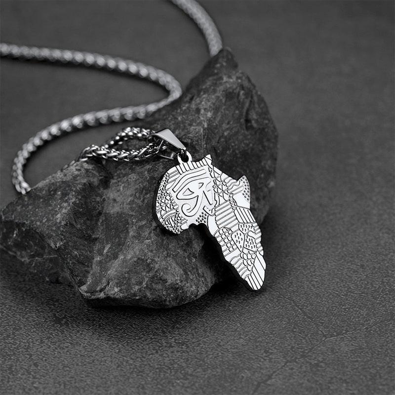 African Map Eye of Horus Necklace for