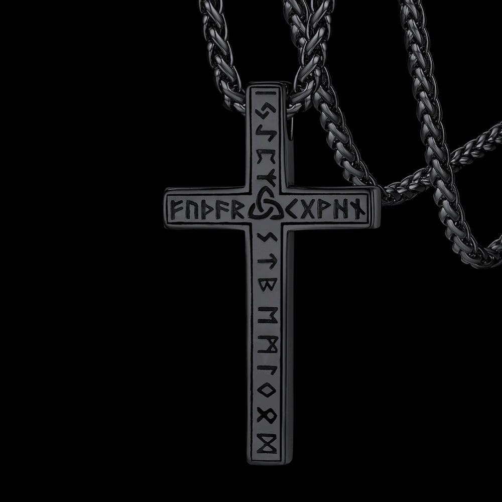 Viking Rune Cross Pendant Necklace for