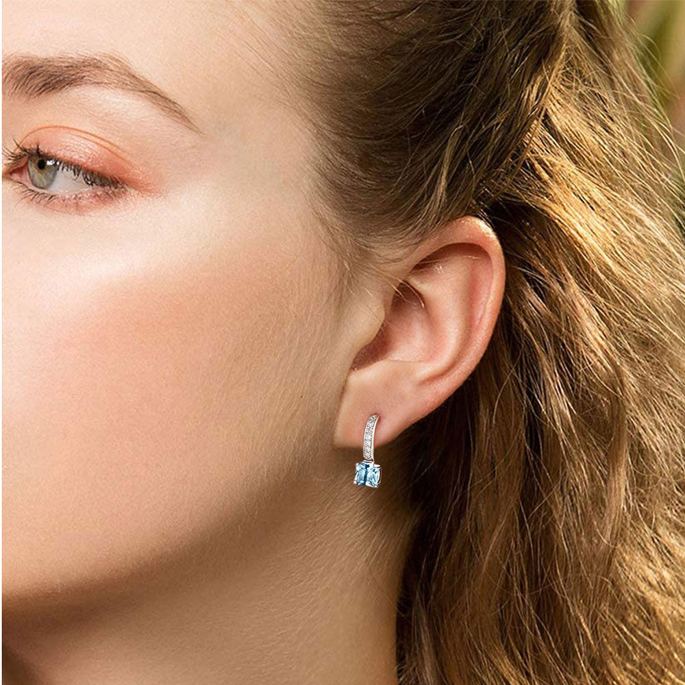 Dainty Birthstone Stud Drop Earrings for in Sterling Silver