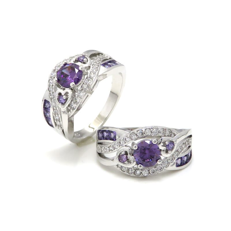 Majestic Heart Amethyst Crystal Ring