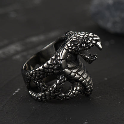 Gothic Huge Cobra Snake Ring Stainless Steel Ring for