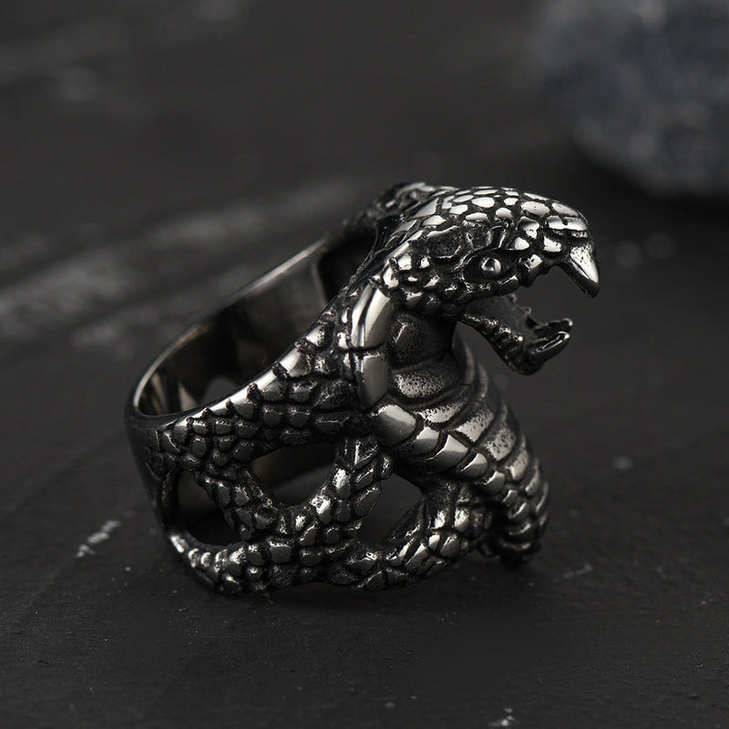 Gothic Huge Cobra Snake Ring Stainless Steel Ring for