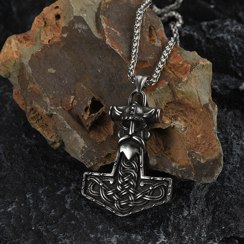 Viking Mjolnir Thor Hammer Necklace Odin Pendant for