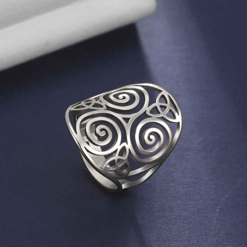 Sacred Trinity Triquetra & Triskele Ring