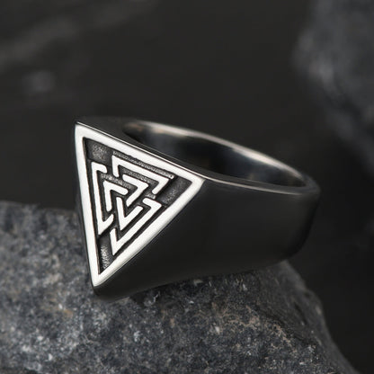 Stainless Steel Viking Valknut Signet Ring for