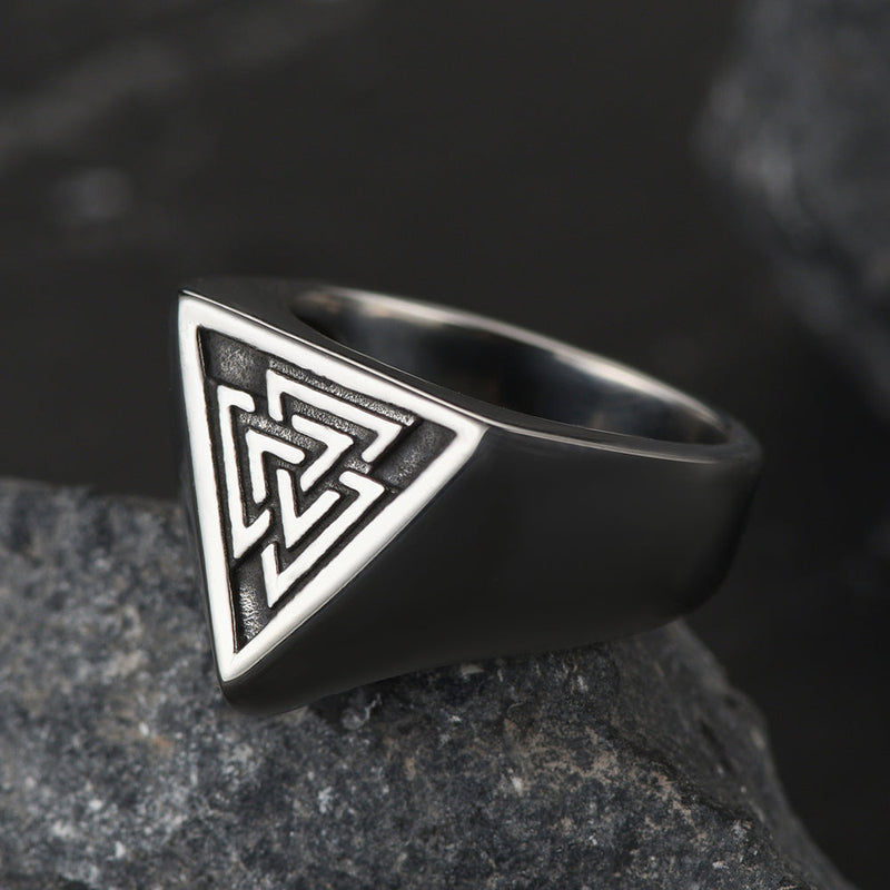 Stainless Steel Viking Valknut Signet Ring for