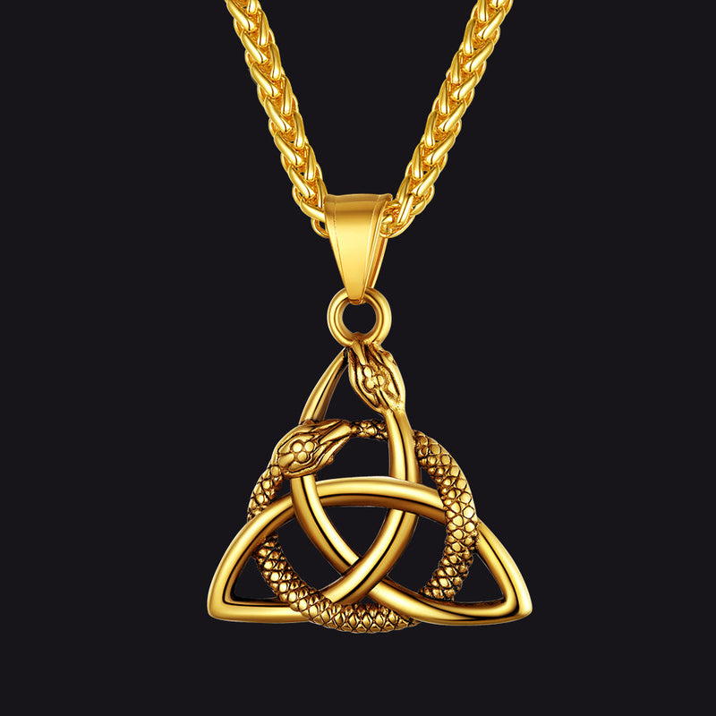 Ouroboros Celtic Knot Snake Pendant Necklace
