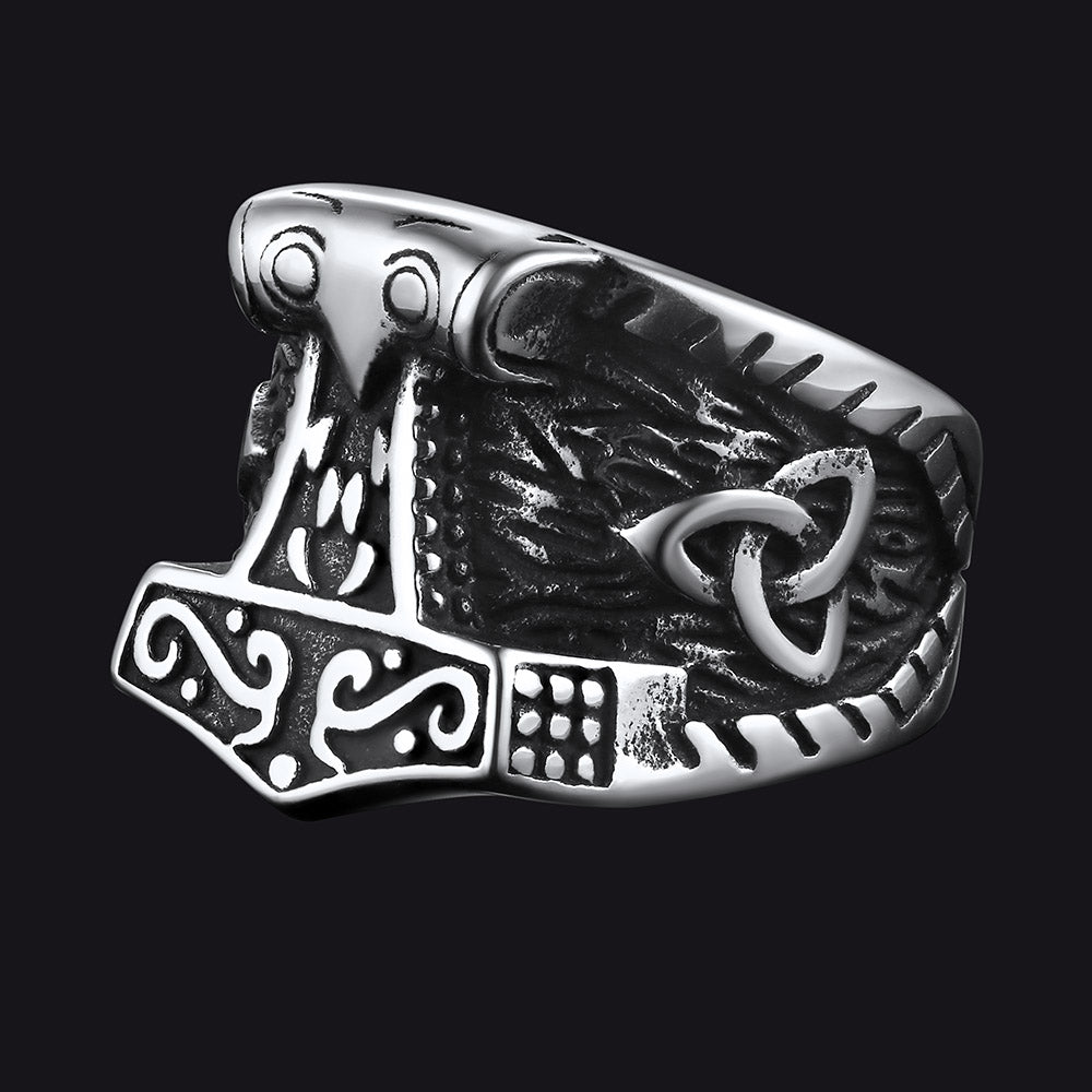 Viking Mjolnir Signet Ring Thor's Hammer Ring for