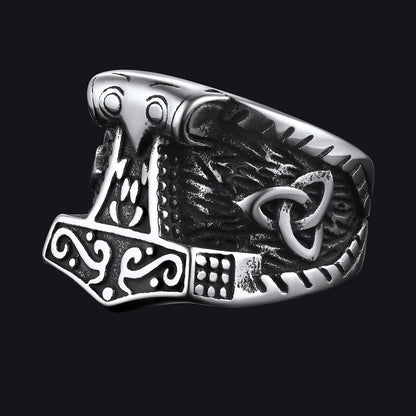 Viking Mjolnir Signet Ring Thor's Hammer Ring for