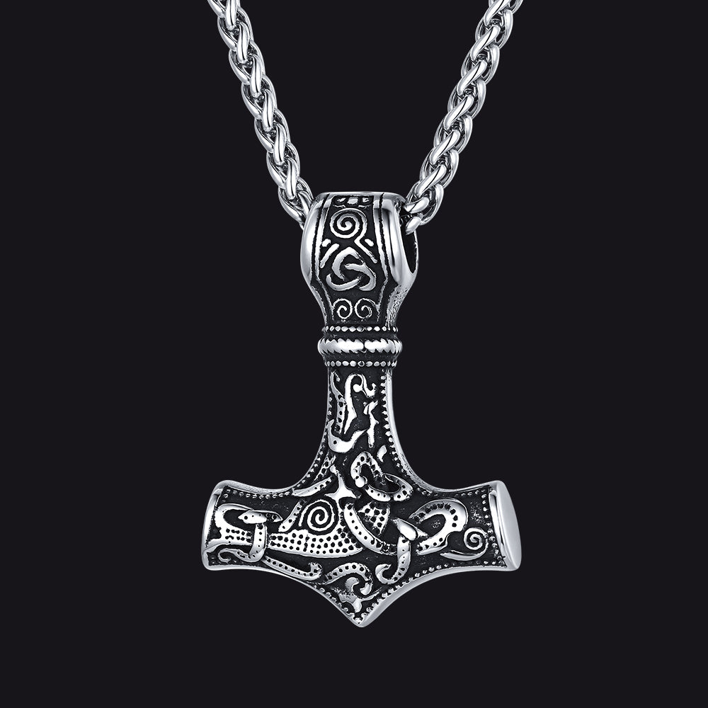 Norse Viking Thor's Hammer Necklace Mjolnir Pendant for
