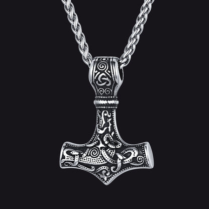 Norse Viking Thor's Hammer Necklace Mjolnir Pendant for