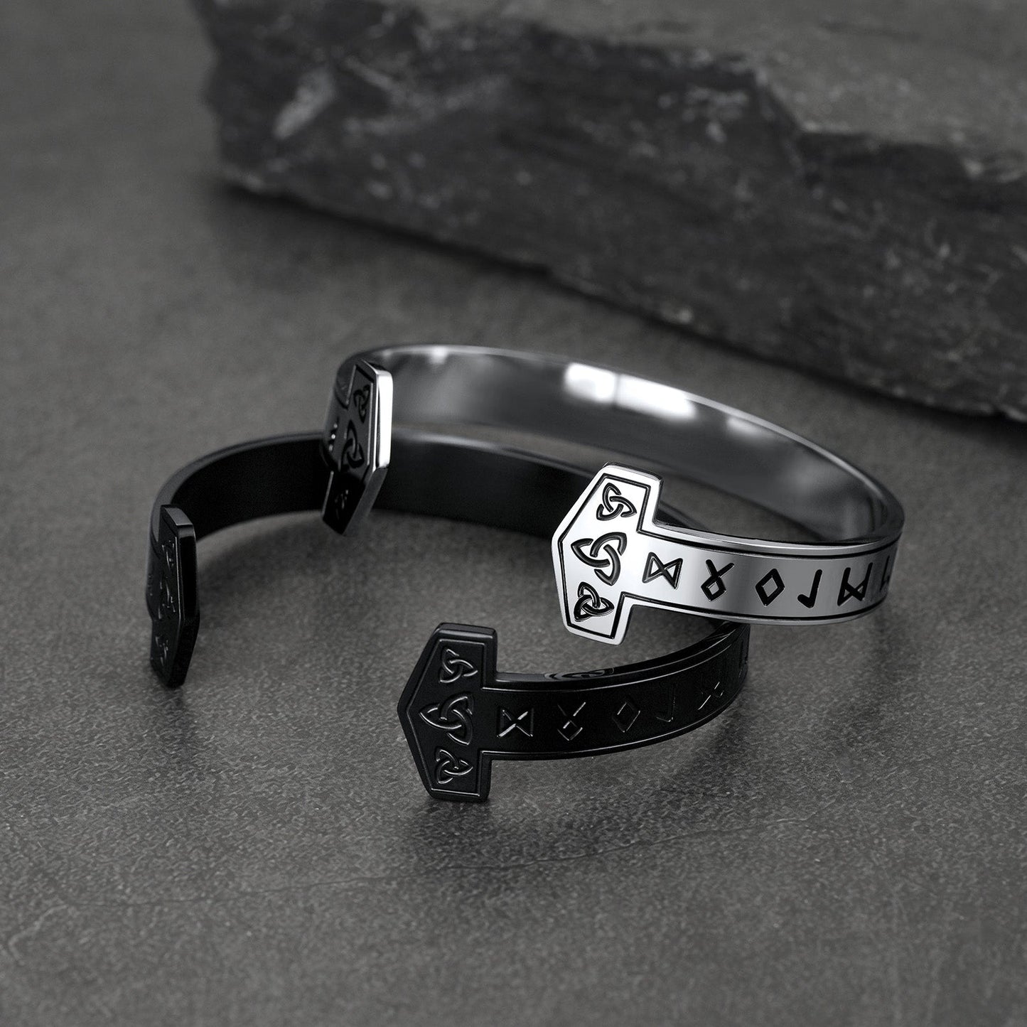 Faithheart Viking Futhark Runes Cuff Bracelet for