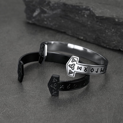 Faithheart Viking Futhark Runes Cuff Bracelet for