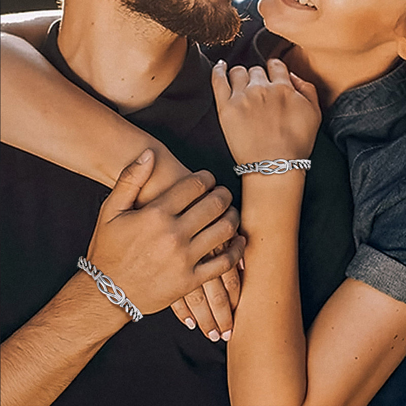 Infinity Love Knot Cuban Link Chain Bracelet for