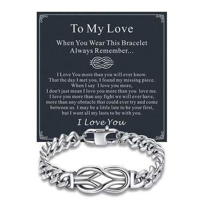 To My Love Infinity Love Knot Cuban Chain Bracelet for Couple