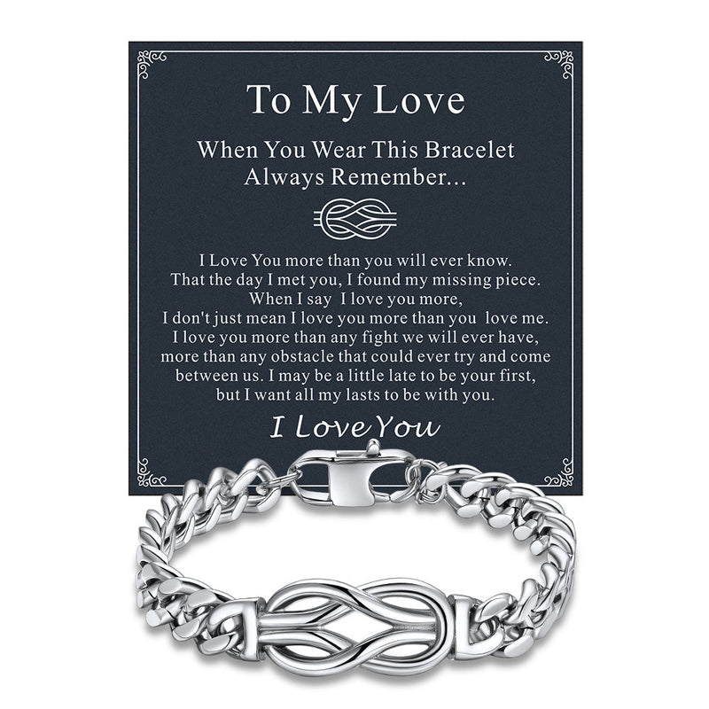 Infinity Love Knot Cuban Link Chain Bracelet for