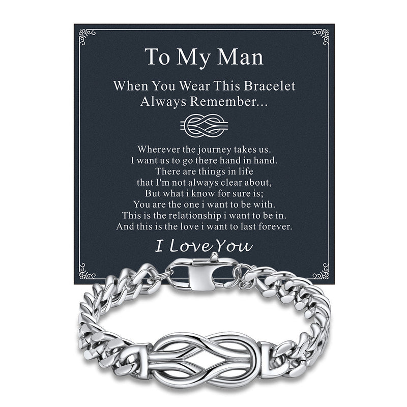 Infinity Love Knot Cuban Link Chain Bracelet for