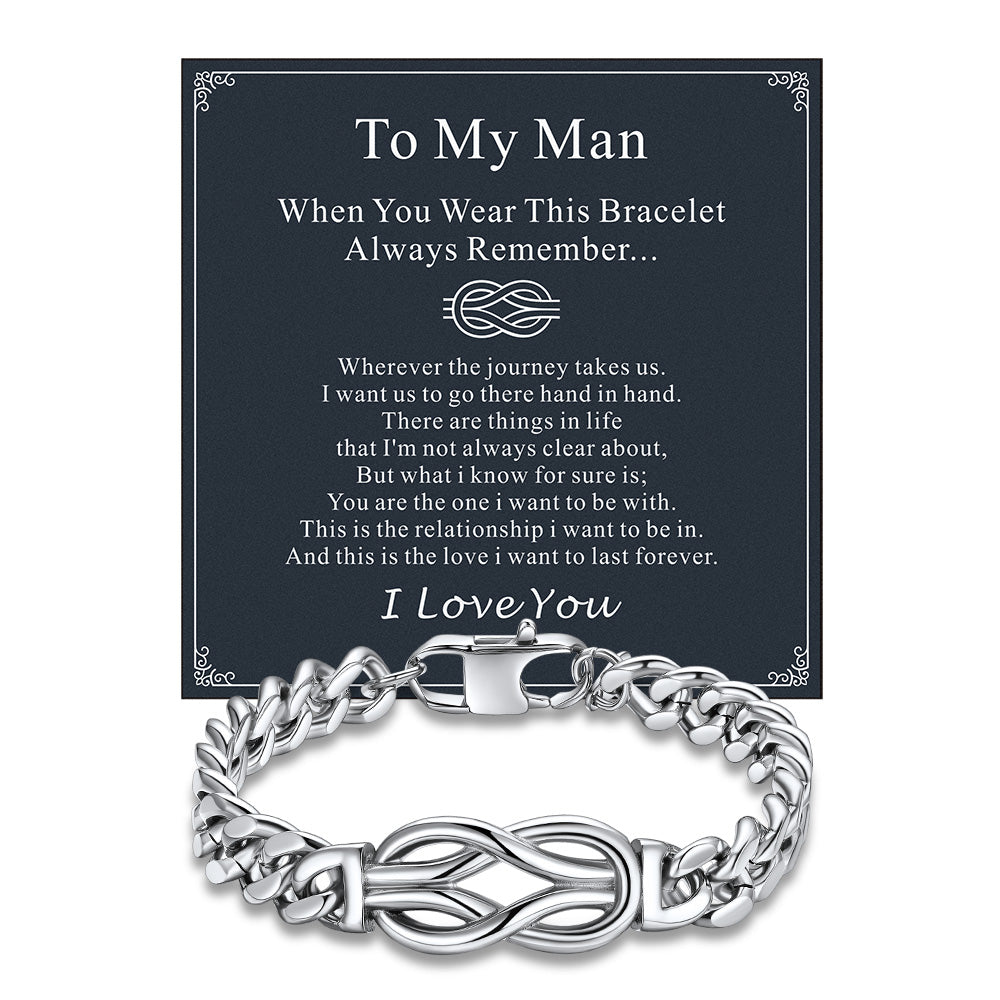 To My Love Infinity Love Knot Cuban Chain Bracelet for Couple