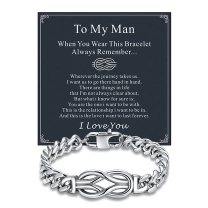 To My Love Infinity Love Knot Cuban Chain Bracelet for Couple
