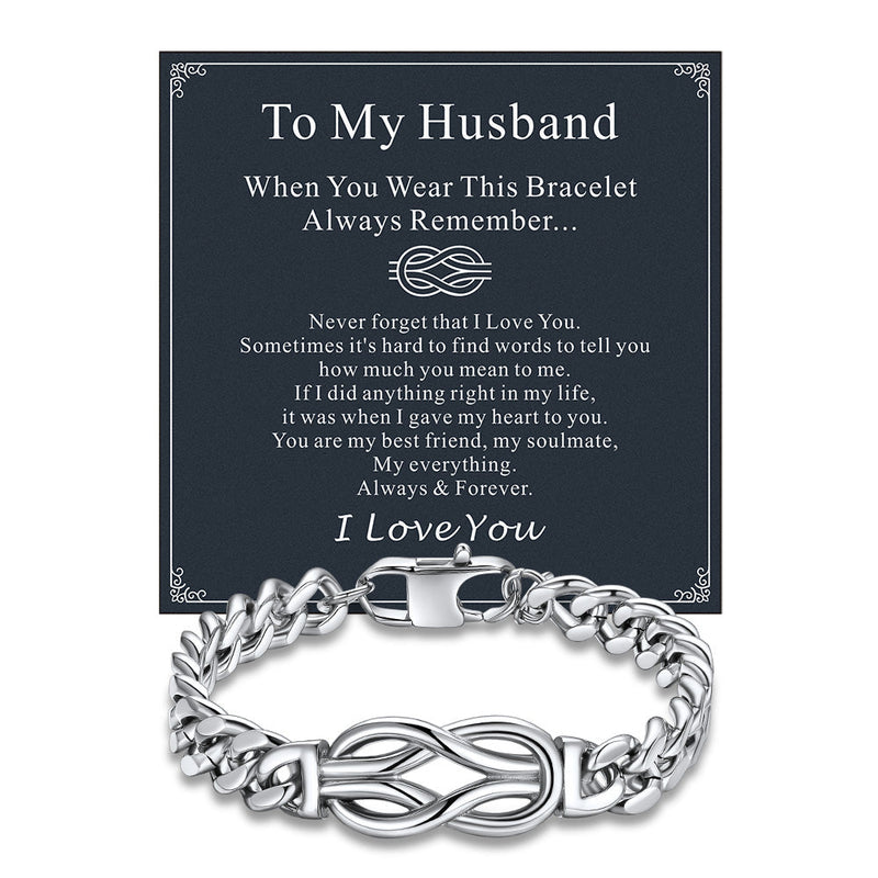 To My Love Infinity Love Knot Cuban Chain Bracelet for Couple