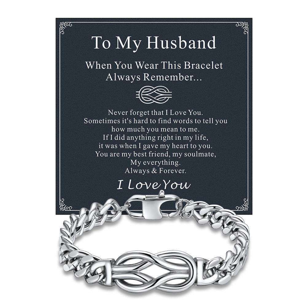 To My Love Infinity Love Knot Cuban Chain Bracelet for Couple