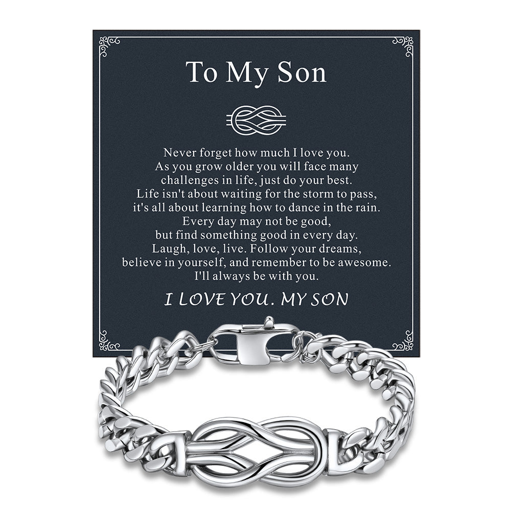 To My Love Infinity Love Knot Cuban Chain Bracelet for Couple