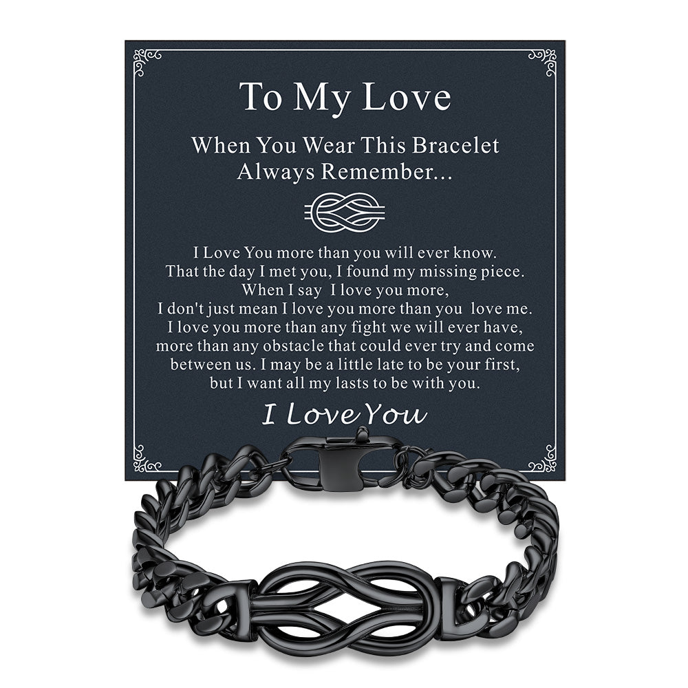 To My Love Infinity Love Knot Cuban Chain Bracelet for Couple