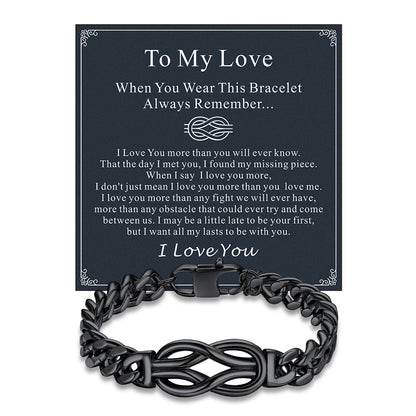 To My Love Infinity Love Knot Cuban Chain Bracelet for Couple