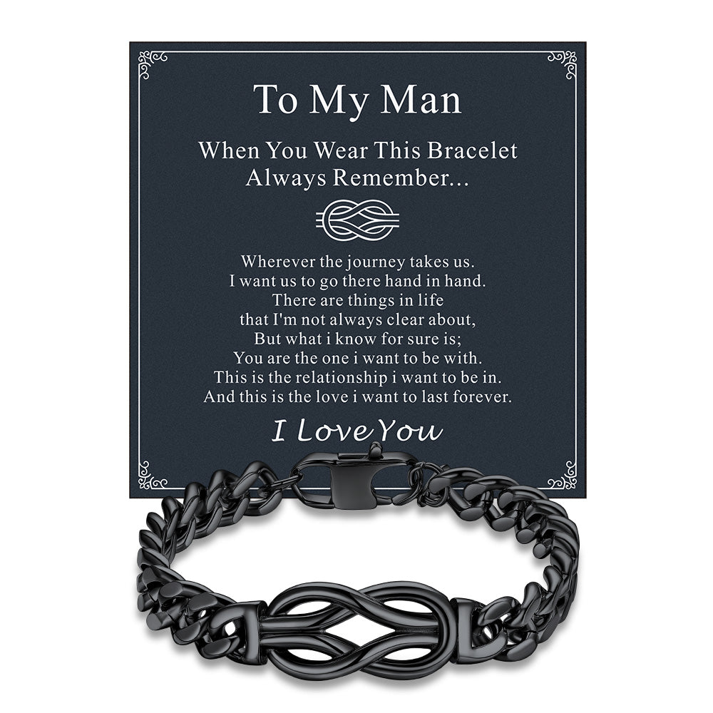 Infinity Love Knot Cuban Link Chain Bracelet for