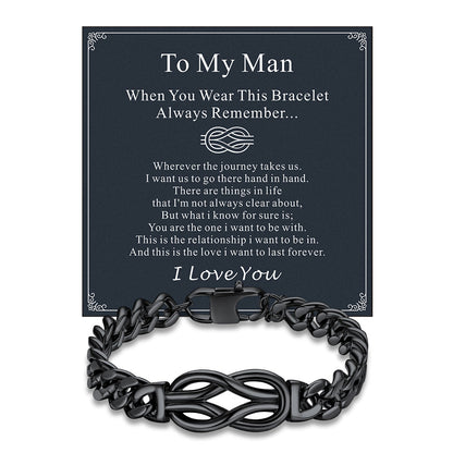 Infinity Love Knot Cuban Link Chain Bracelet for