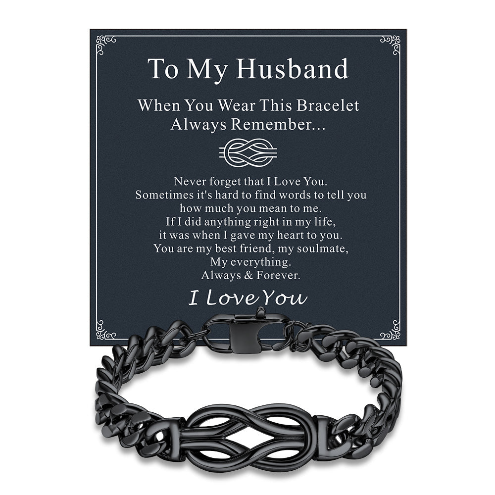 To My Love Infinity Love Knot Cuban Chain Bracelet for Couple