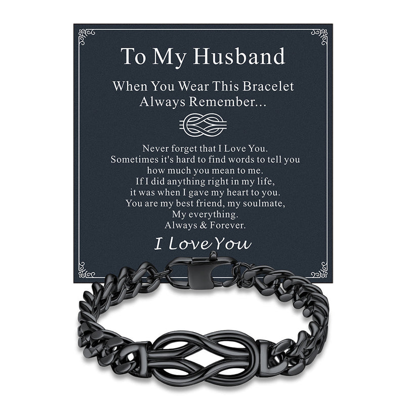 To My Love Infinity Love Knot Cuban Chain Bracelet for Couple