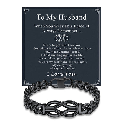 Infinity Love Knot Cuban Link Chain Bracelet for