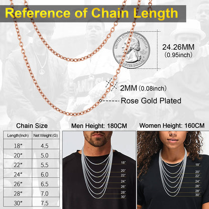Cable Chain Necklace for 2mm Width