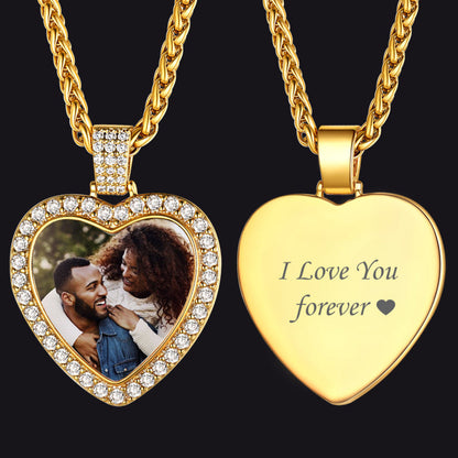 Customized Heart Picture Photo Necklace Memorial Gift for