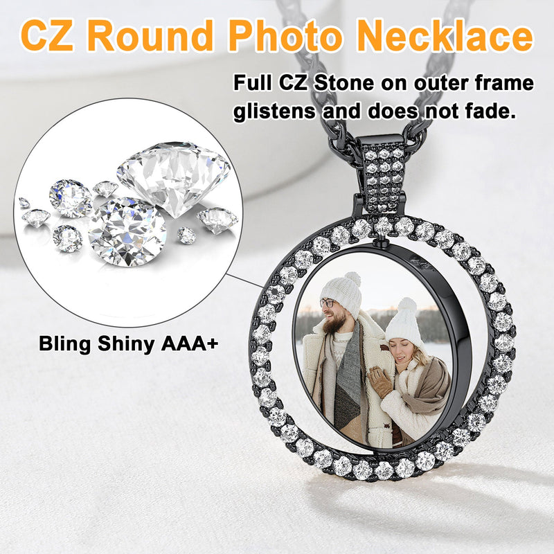 Personalized Memorial Double-side Picture Circle Chain Necklace for