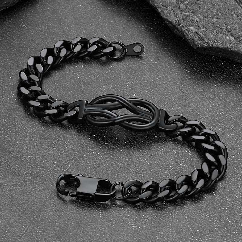 Infinity Love Knot Cuban Link Chain Bracelet for