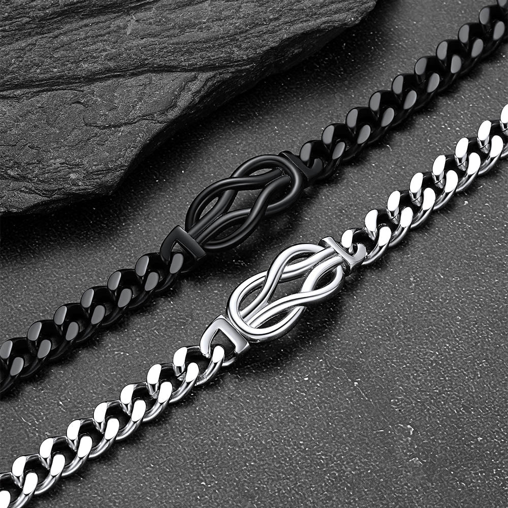 Infinity Love Knot Cuban Link Chain Bracelet for