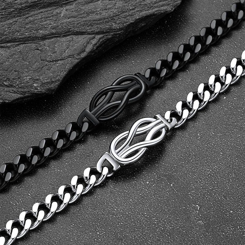 Infinity Love Knot Cuban Link Chain Bracelet for
