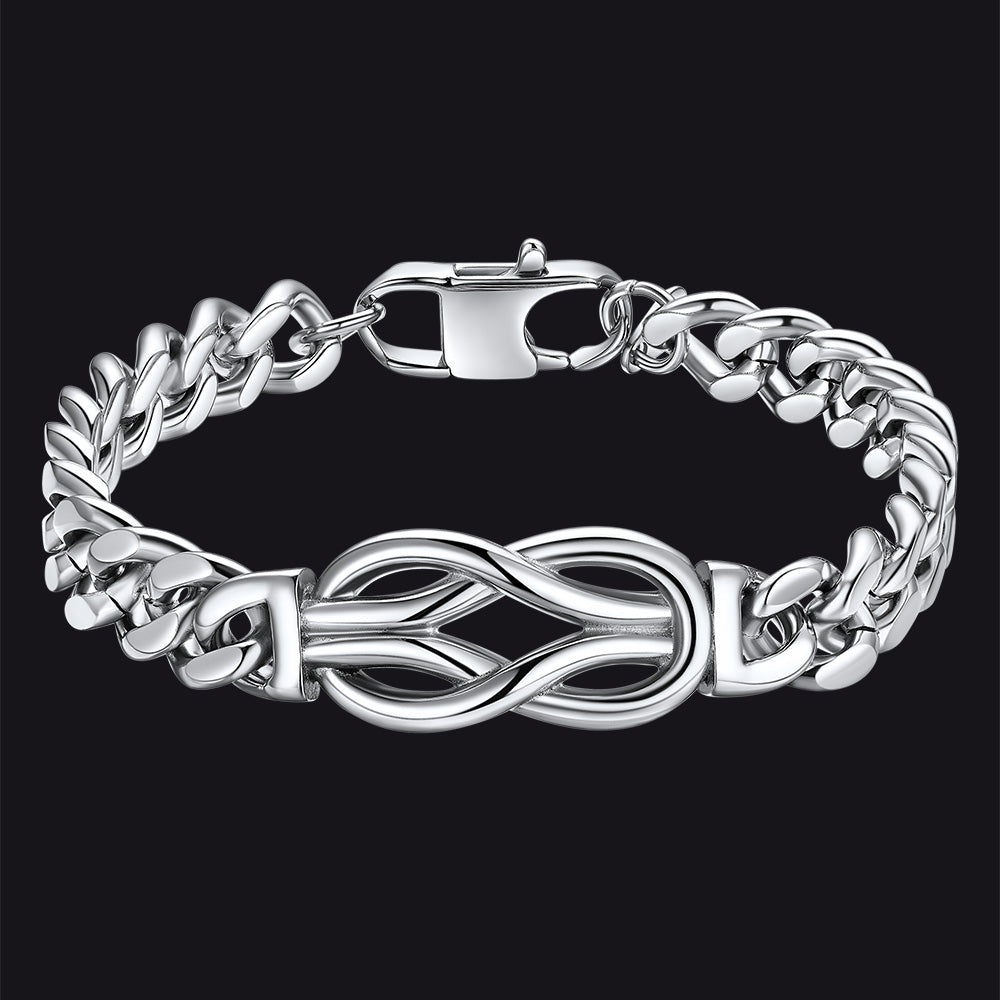 Infinity Love Knot Cuban Link Chain Bracelet for