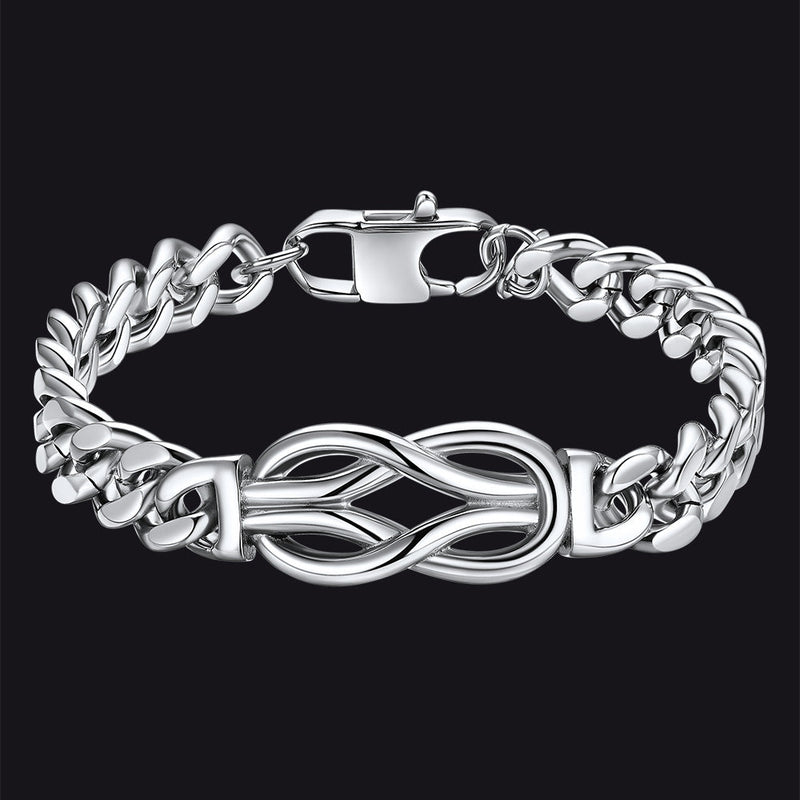 Infinity Love Knot Cuban Link Chain Bracelet for