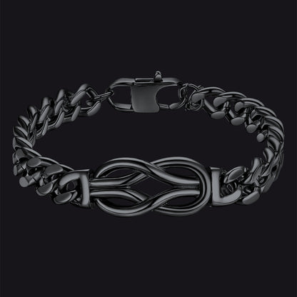 Infinity Love Knot Cuban Link Chain Bracelet for