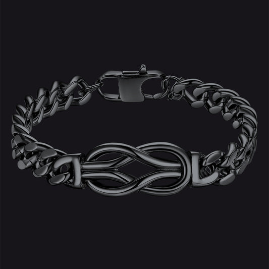 Infinity Love Knot Cuban Link Chain Bracelet for