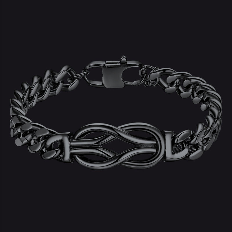 Infinity Love Knot Cuban Link Chain Bracelet for