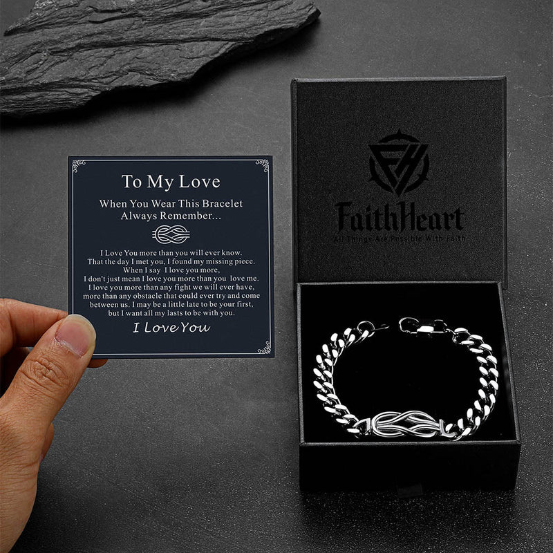 To My Love Infinity Love Knot Cuban Chain Bracelet for Couple