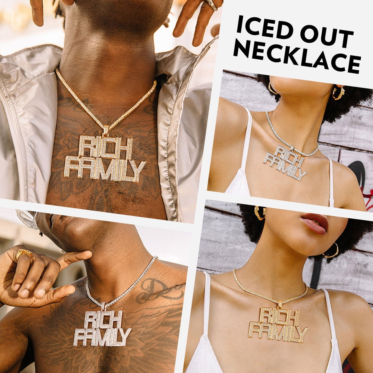 Custom Hip Hop Cubic Zirconia Initials Pendant Necklace for