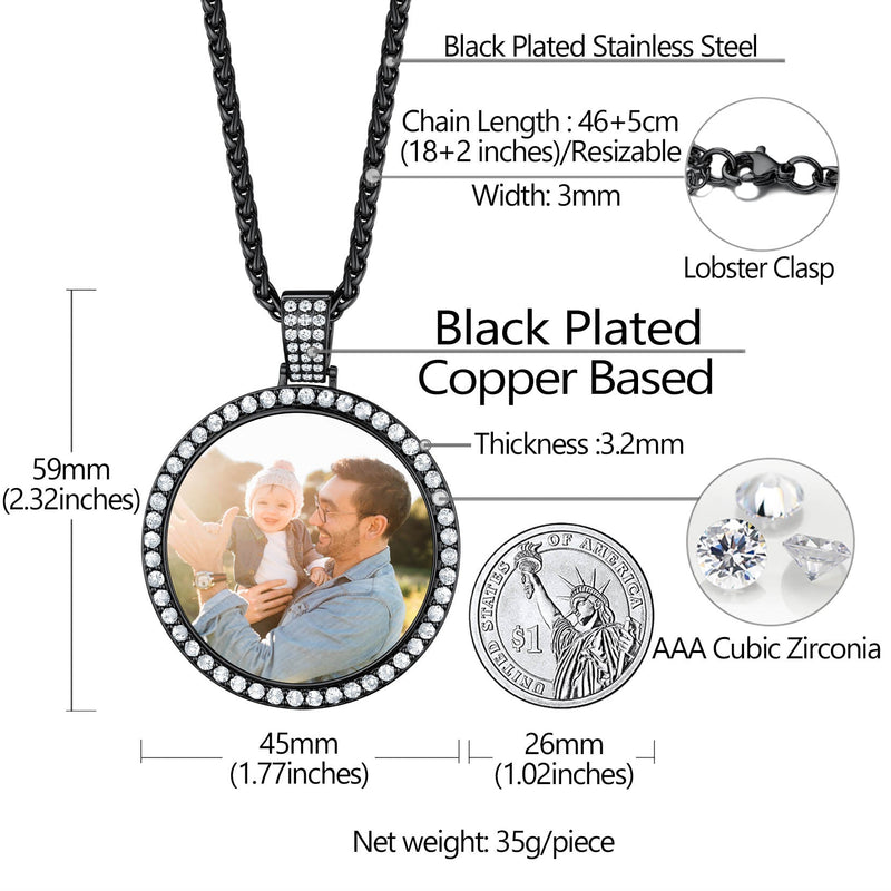 Personalized Large Picture Circle Necklace Memorial Photo Pendant for
