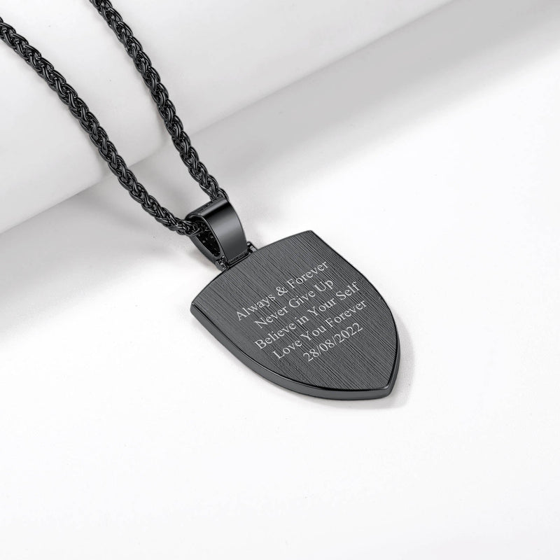 Custom Cz Shield Picture Necklace Pendant for