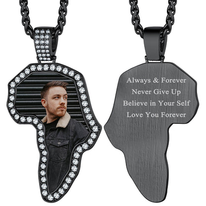 Customized African Map Photo Necklace With Picture for