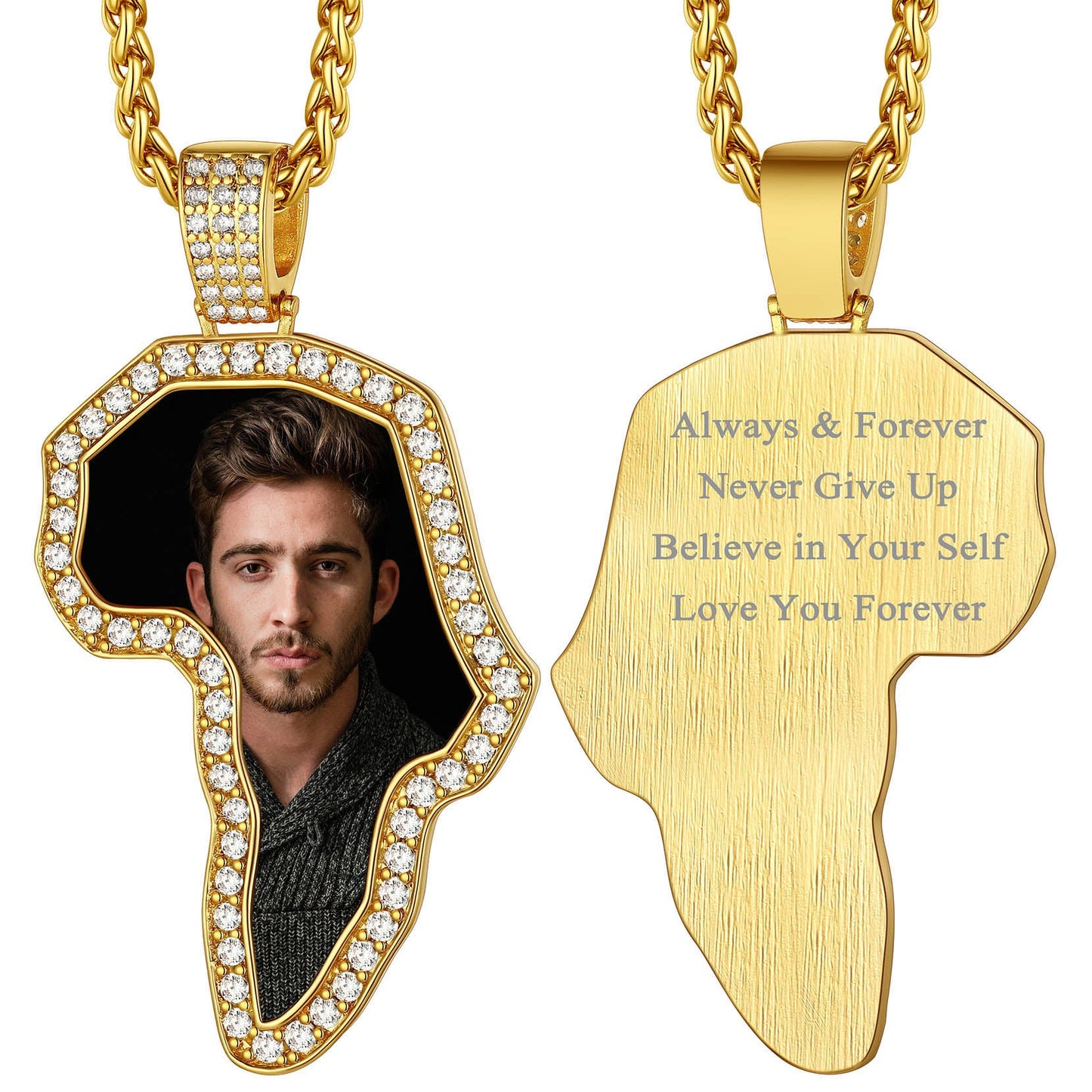 Customized African Map Photo Necklace With Picture for